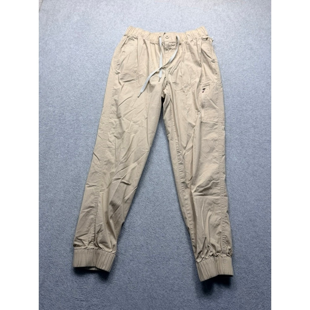 Magellan Tan Khaki Cotton Ripstop Jogger Pants Elastic Waist Drawstring Size S